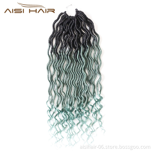 Aisi Hair Crochet Goddess Locs Hair Extensions Synthetic Faux Locs Ombre Curly Afro Crochet Braids Hairpieces